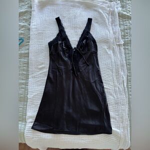 Elegant Black Lace Trim Mini Dress